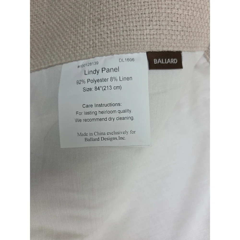 2 Ballard Designs Textured Linen Blend Lined Drapery Curtain‎ Panels Ivory 53x84